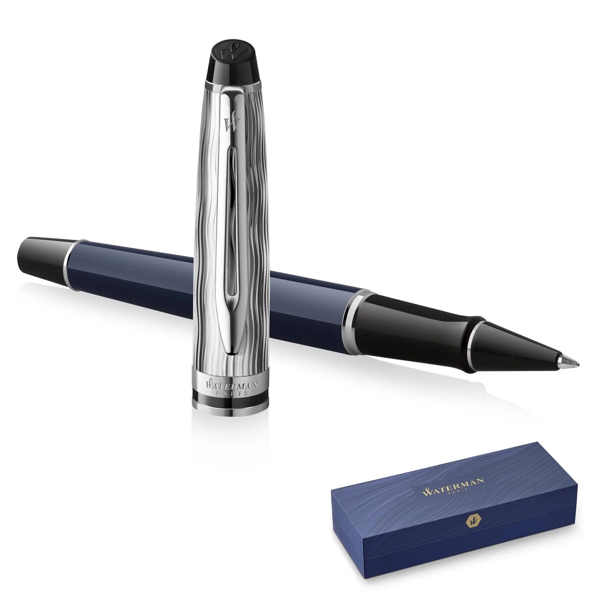 Waterman Expert Special Edition Deluxe Blue Chrome Trim Rollerball Pen