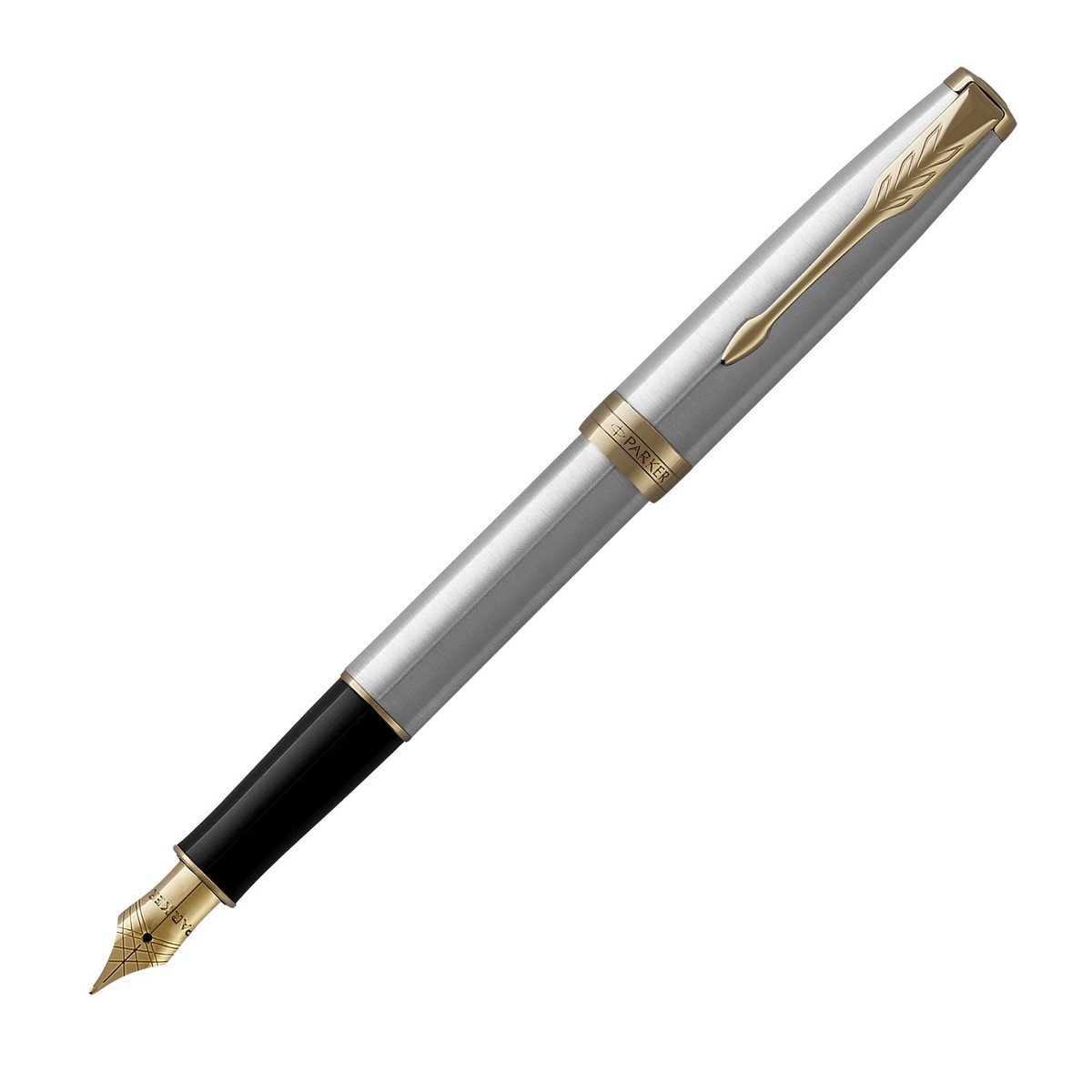 Parker Sonnet Stainless Steel GT Fountain Pen with Steel Nib
