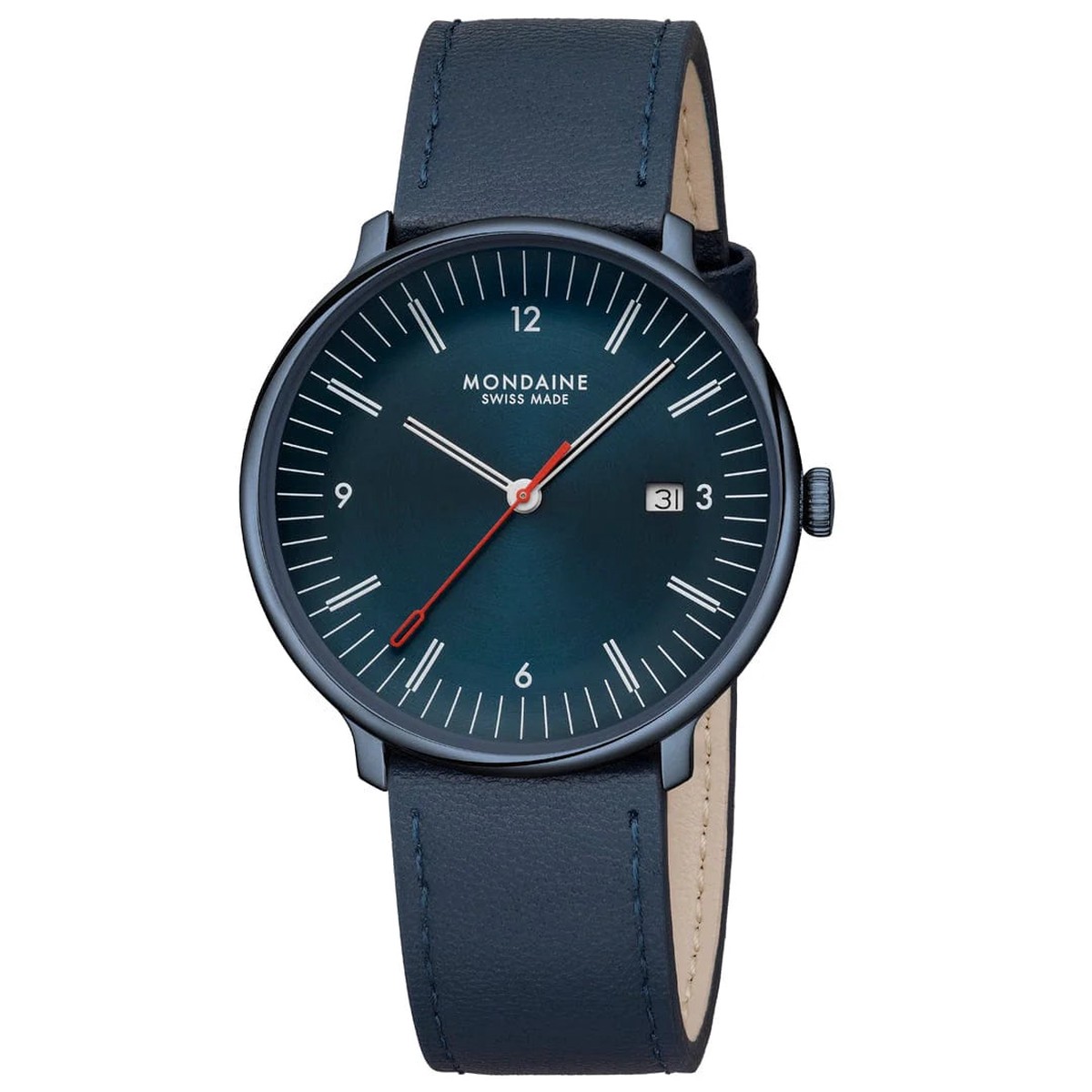 Mondaine Doppio 41 mm Blue Vegan Apple Leather Strap
