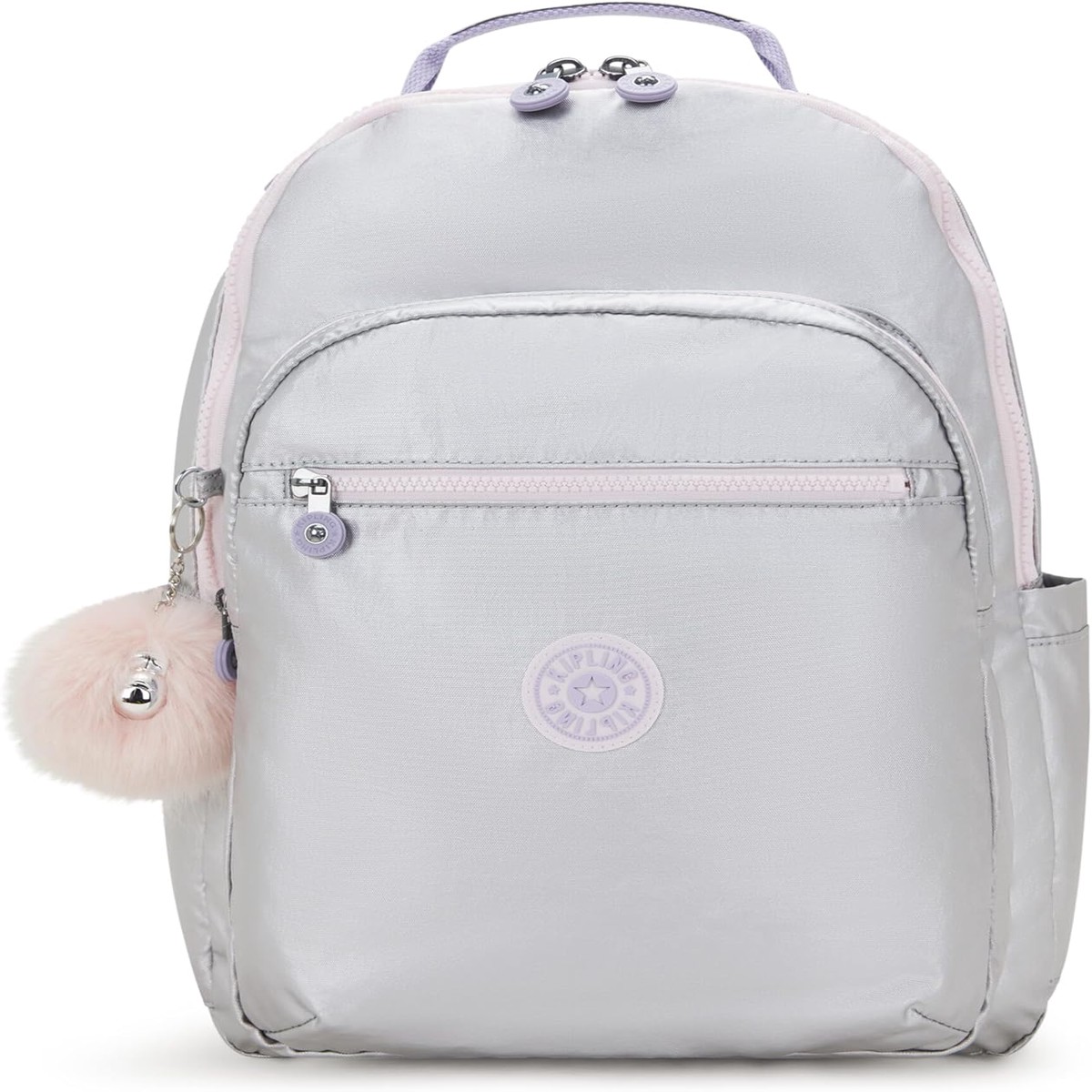 Kipling Seoul Large Metallic 15" Laptop Backpack Silver Glow Metallic