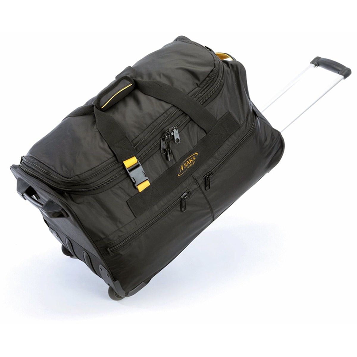 A.SAKS Rolling Trolley Duffel Bag 25-Inch Medium Check-In, Expandable with 2-Wheels and Telescoping Handle