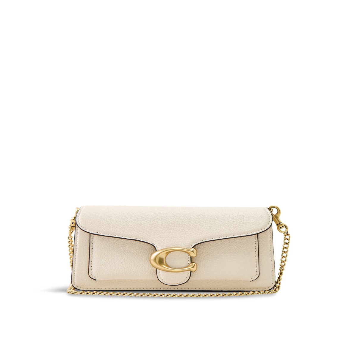 Tabby Chain Leather Clutch Chalk
