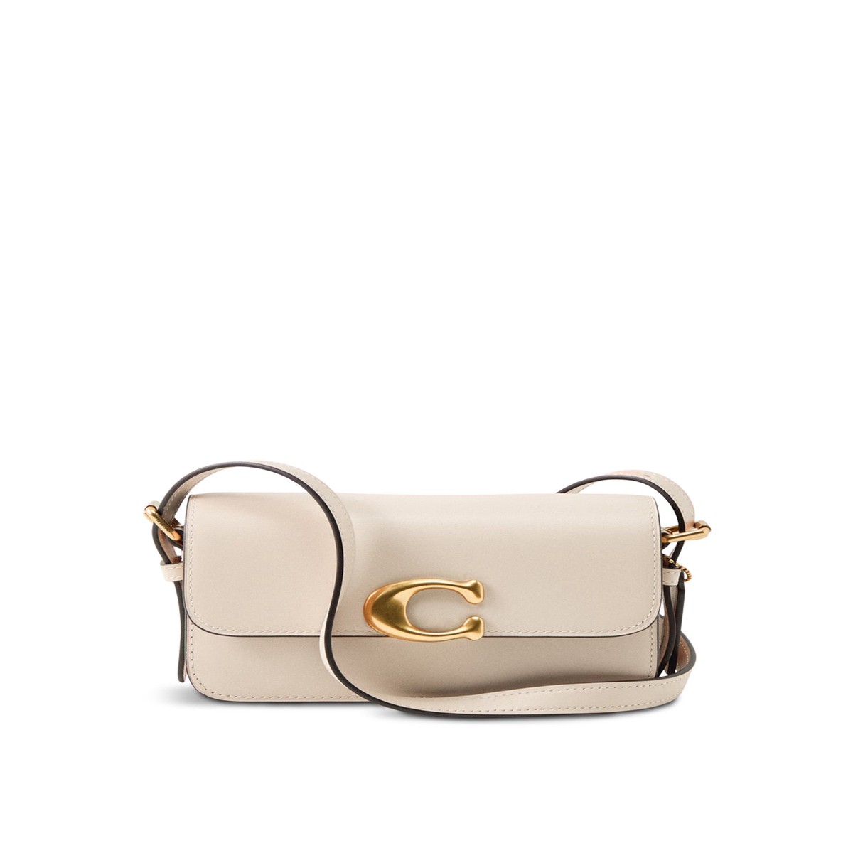 Zoe Refined Calf Leather Shoulder Bag Chalk