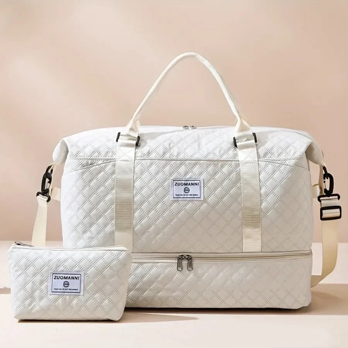 2-in-1 Travel Duffel Bag with Shoe & Cosmetic Pouch