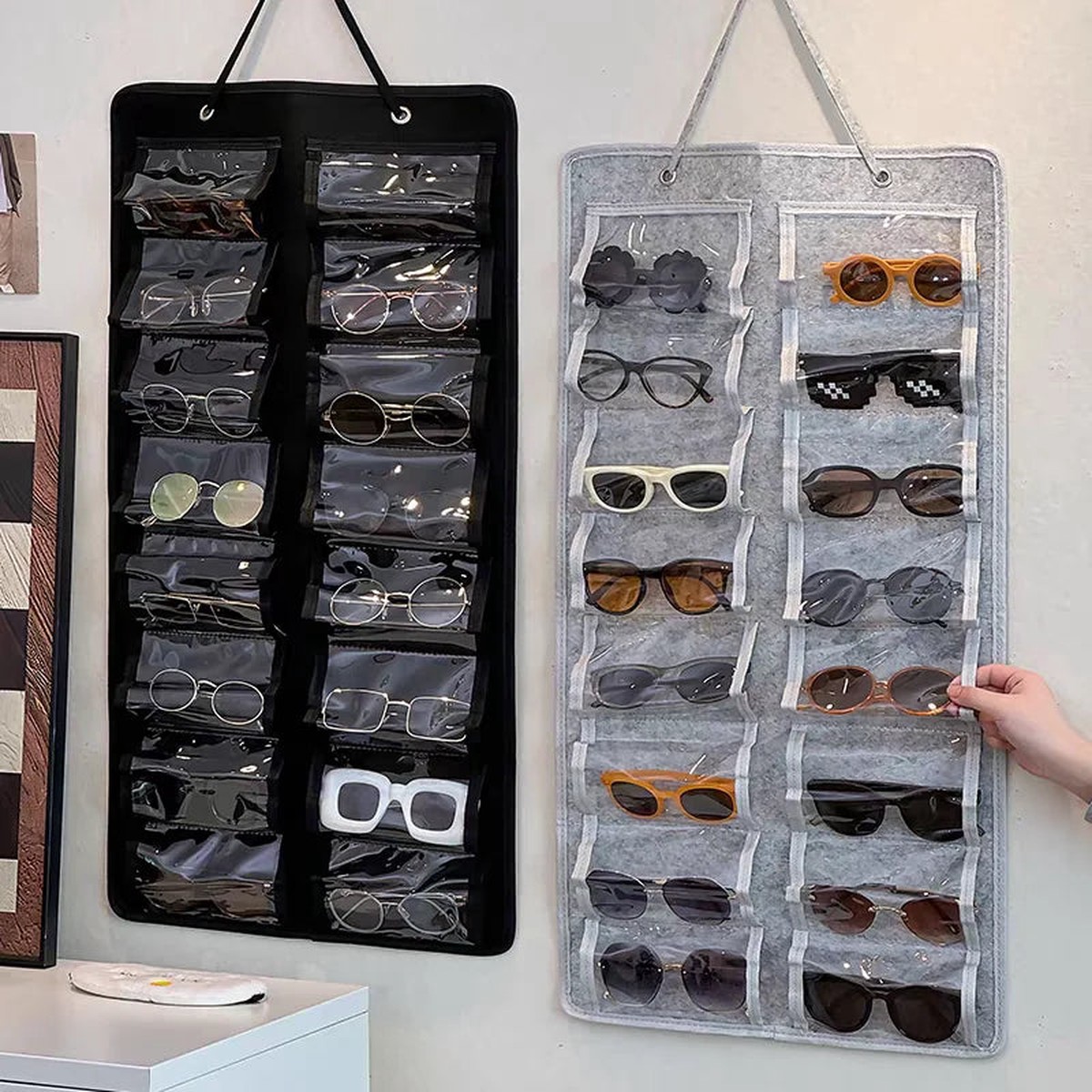 16-Compartment Felt Eyewear Display Rack