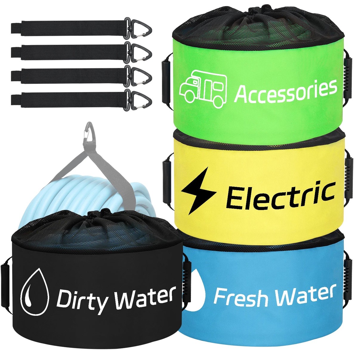 4-Pack Waterproof RV Hose Storage Bags