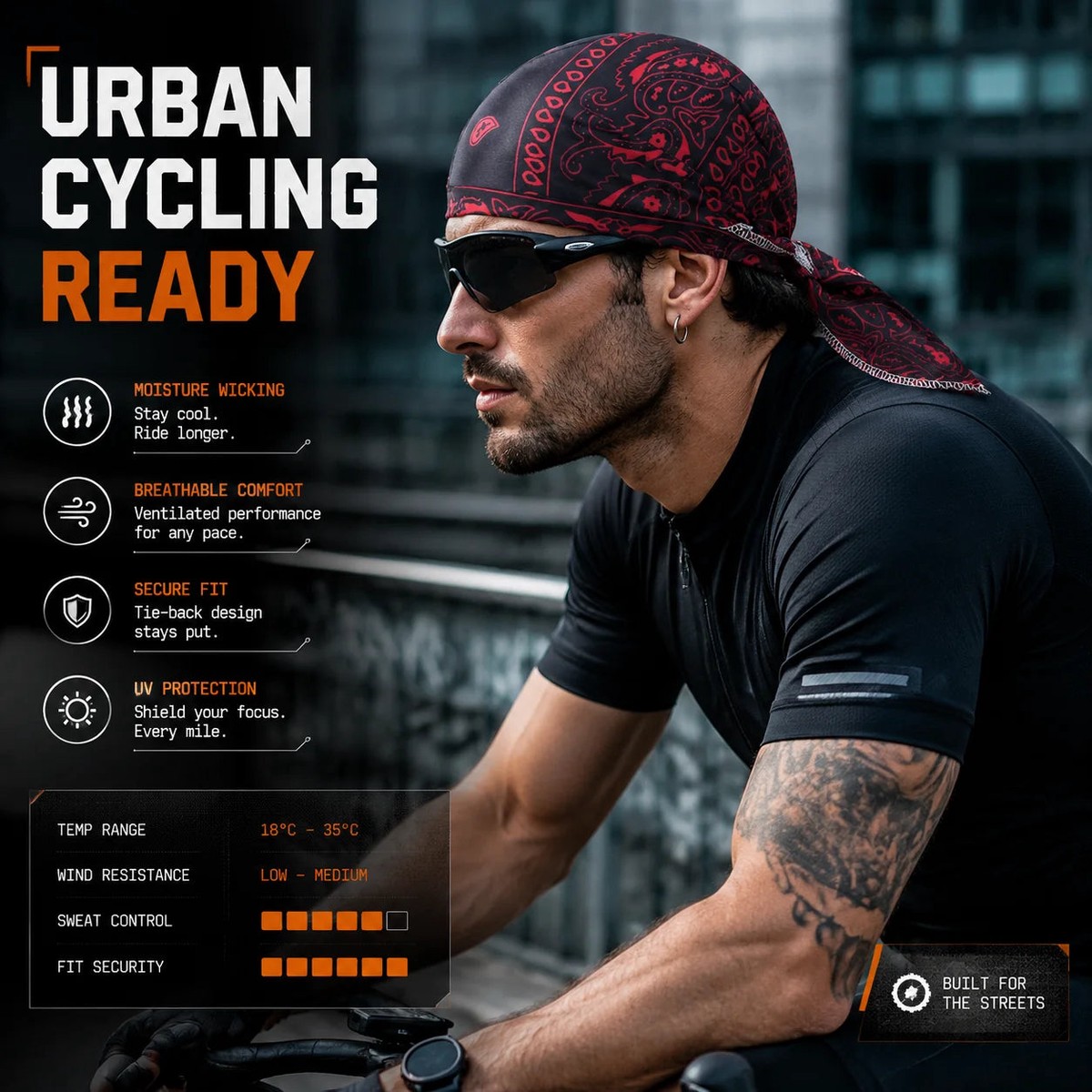 Adjustable Pirate Style Sports Headband for Cycling and Dance