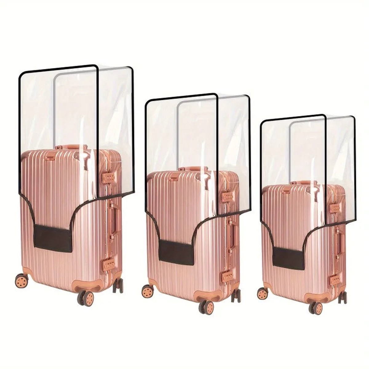 3-Piece Transparent PVC Luggage Cover Set for Travel Bags