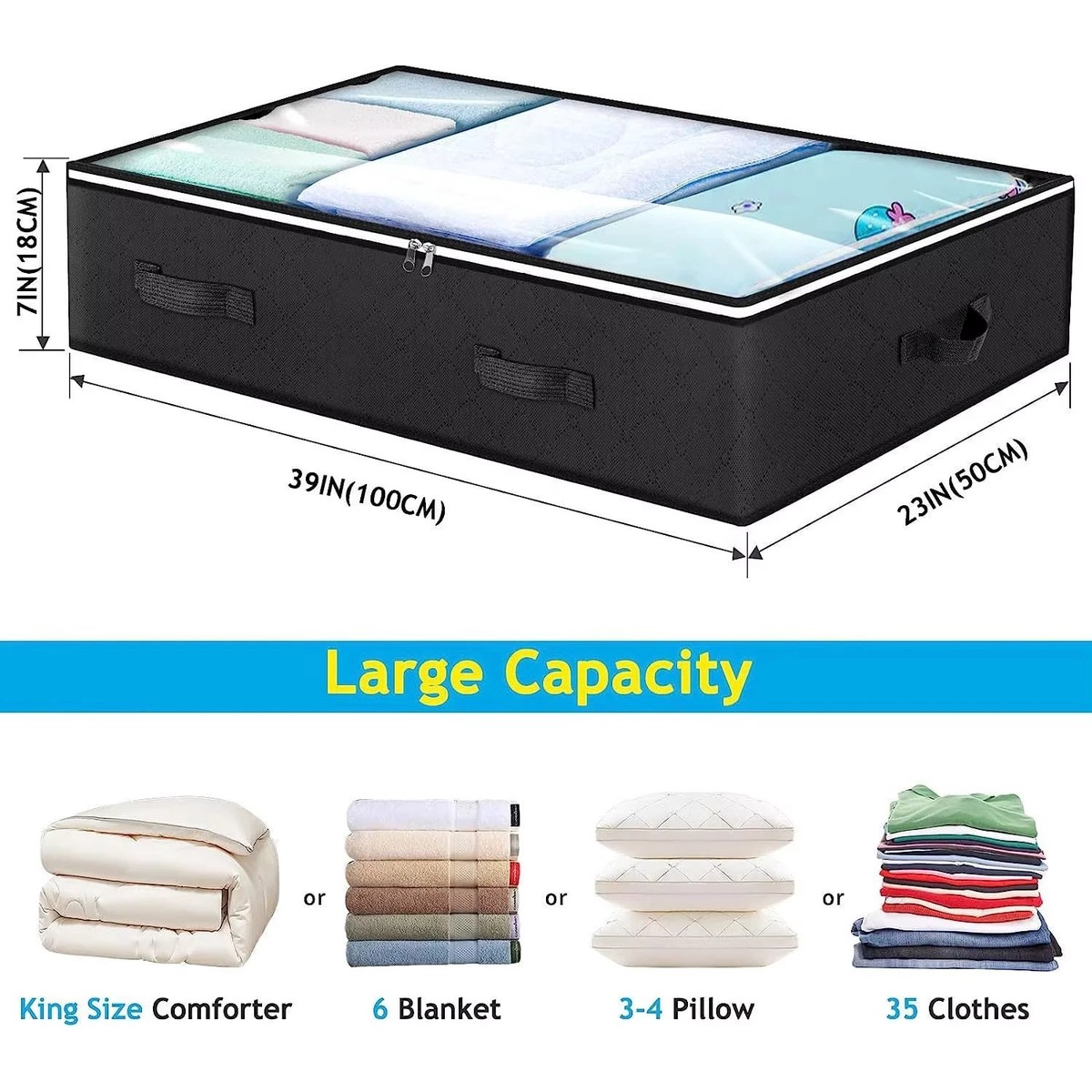 3-Pack Under Bed Storage Organizer Bins