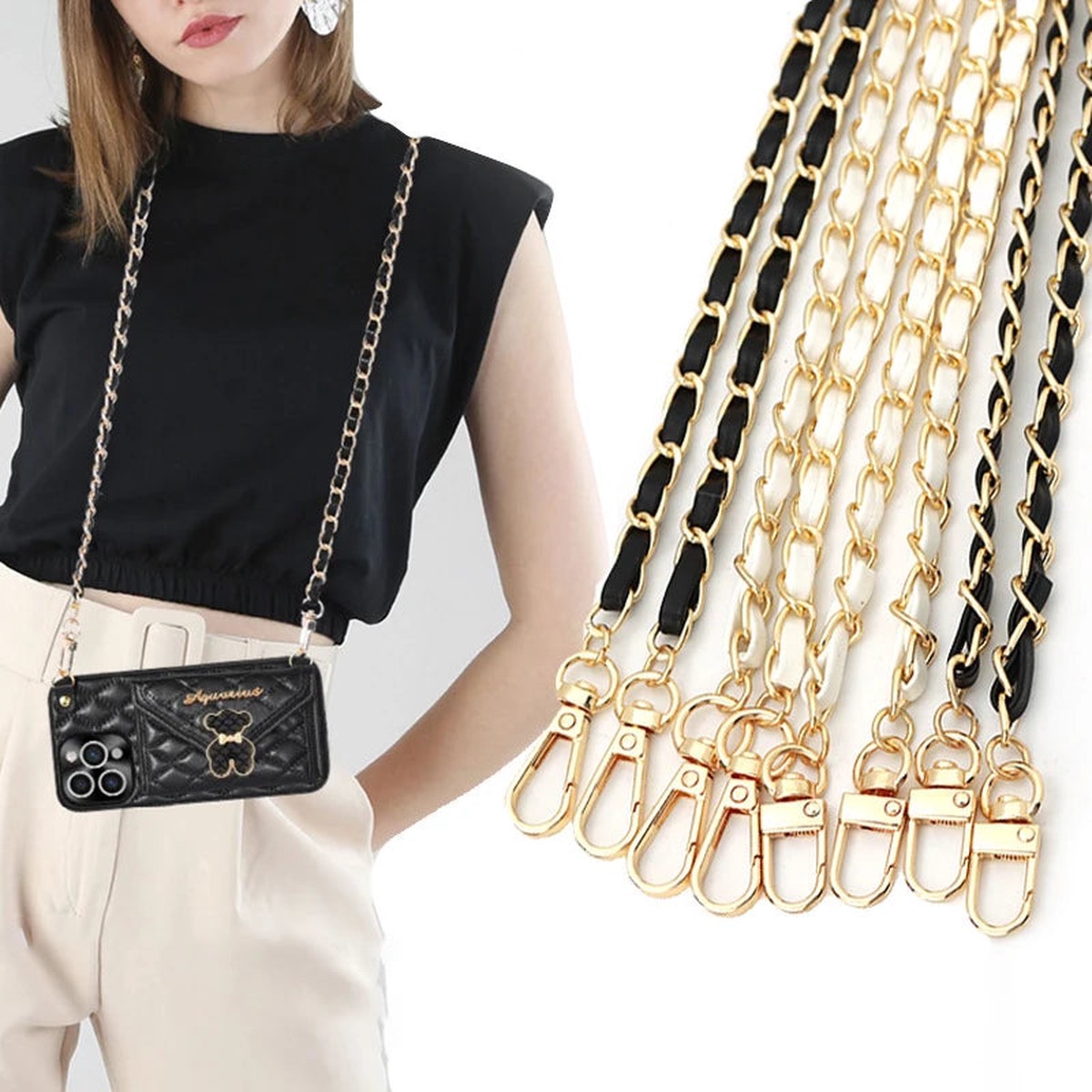 Adjustable Leather Crossbody Purse Chain Strap
