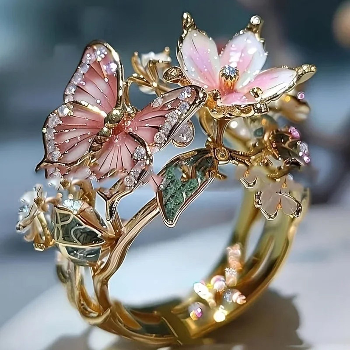 Aesthetic Flower Butterfly Rings for Women