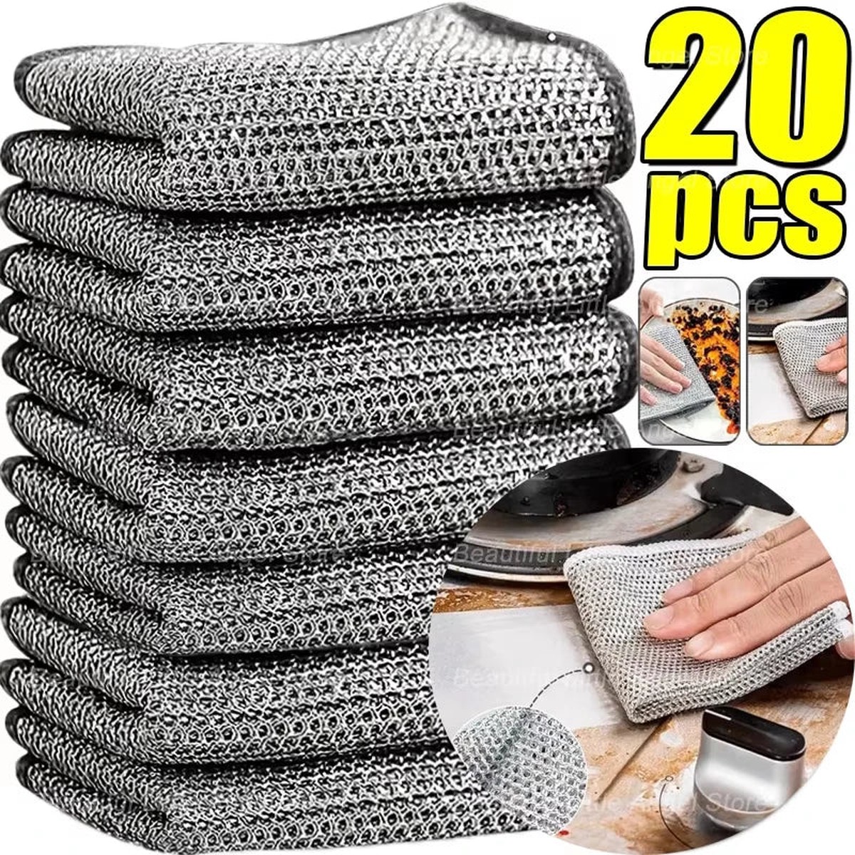 20 Pack Reusable Metal Mesh Dish Cloths