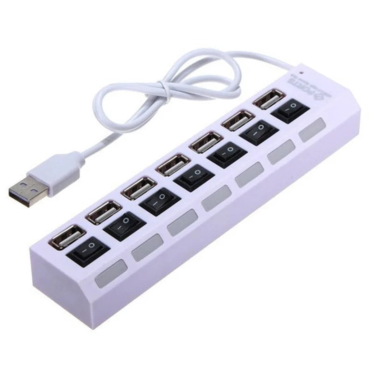 7-Port USB Splitter Hub with On/Off Switches